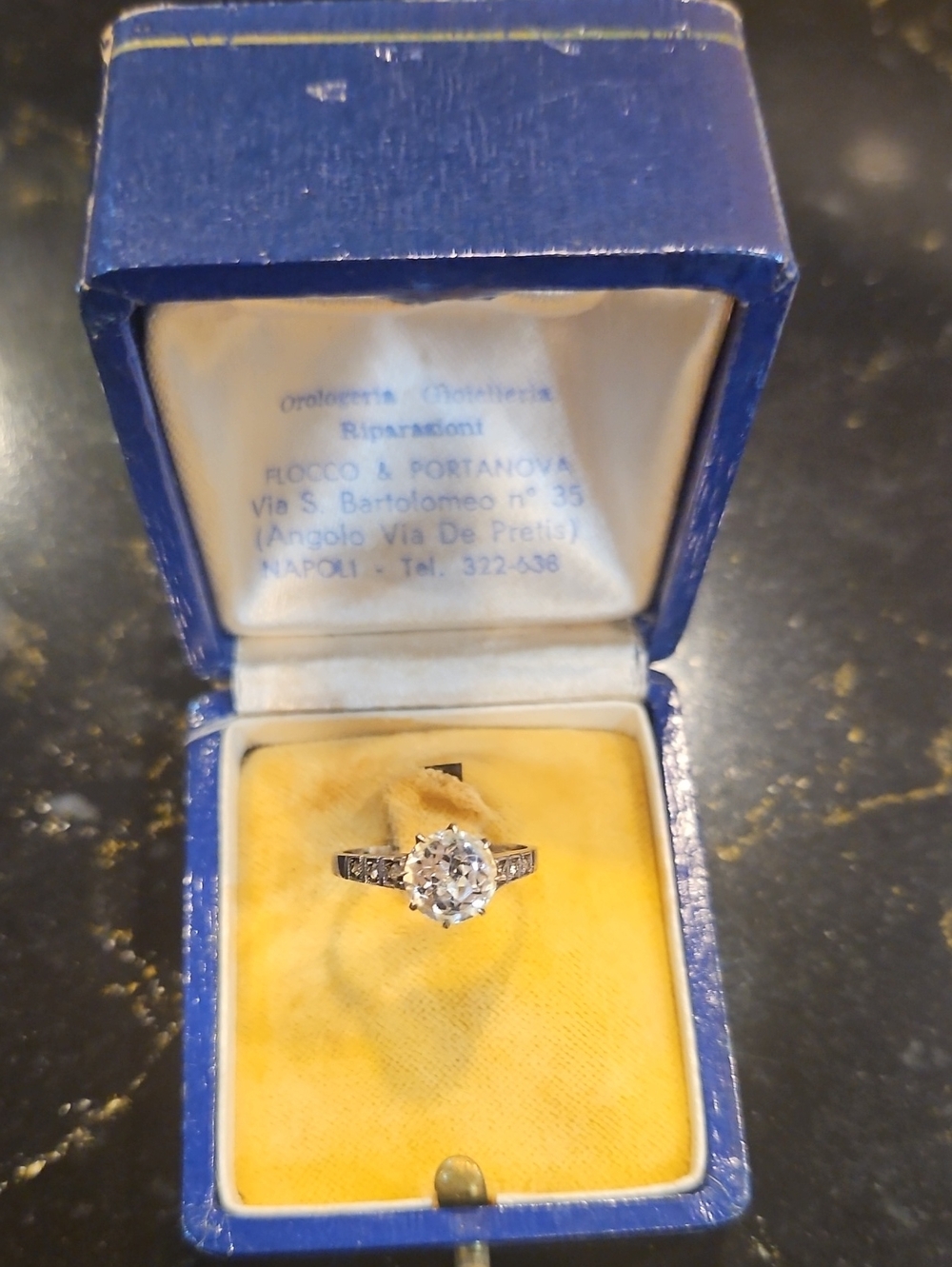 Vintage Silver-Tone Clear Stone Engagement Ring - White